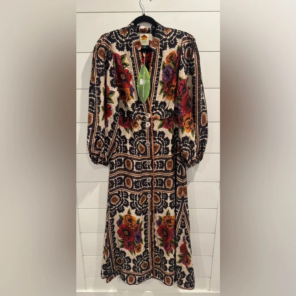 NWT Farm Rio flower tapestry maxi dress - Picture 7 of 11